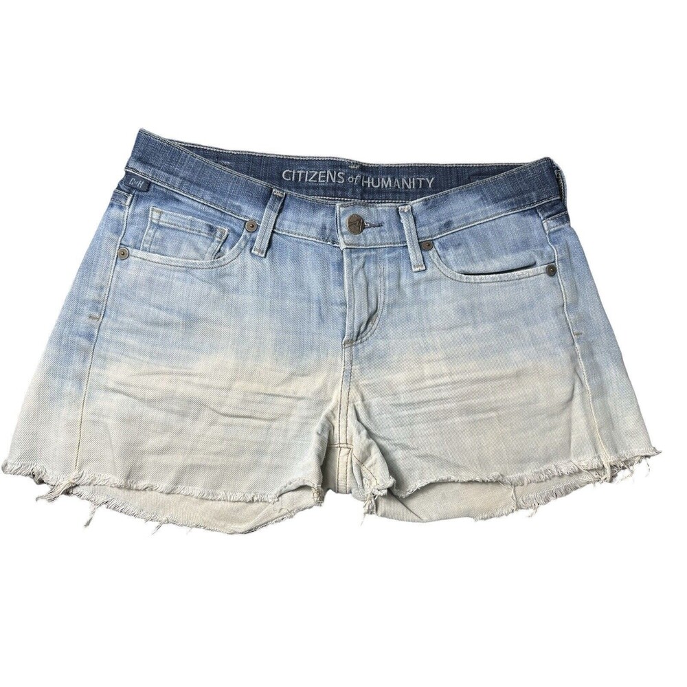 Citizens Of Humanity Size 26 Denim Ombré Jean‎ Shorts Cut Offs Frayed Hem #I3-5